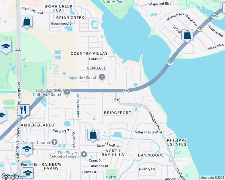 map of restaurants, bars, coffee shops, grocery stores, and more near 3444 Florida 580 in Safety Harbor
