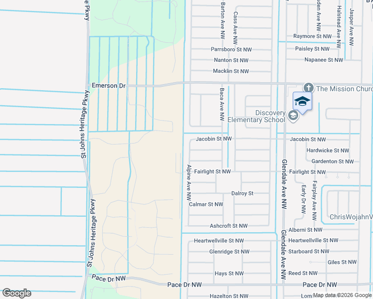 map of restaurants, bars, coffee shops, grocery stores, and more near 1186 Alpine Avenue Northwest in Palm Bay