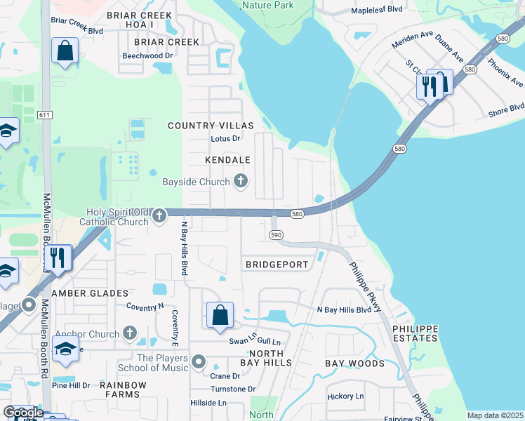 map of restaurants, bars, coffee shops, grocery stores, and more near 3444 Florida 580 in Safety Harbor