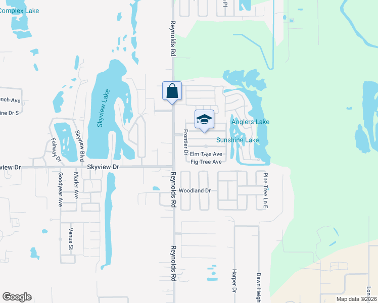 map of restaurants, bars, coffee shops, grocery stores, and more near 165 Dogwood Avenue in Lakeland