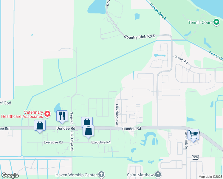 map of restaurants, bars, coffee shops, grocery stores, and more near 3705 High Street in Winter Haven