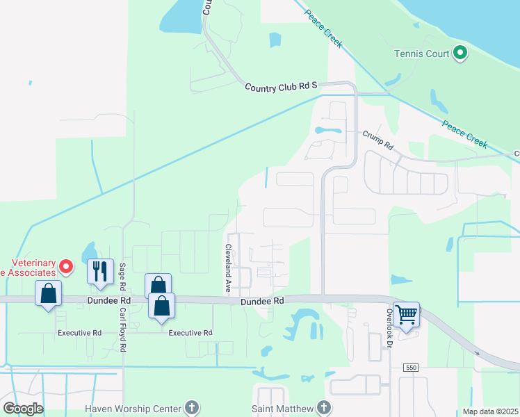 map of restaurants, bars, coffee shops, grocery stores, and more near 3770 Fieldstone Circle in Winter Haven