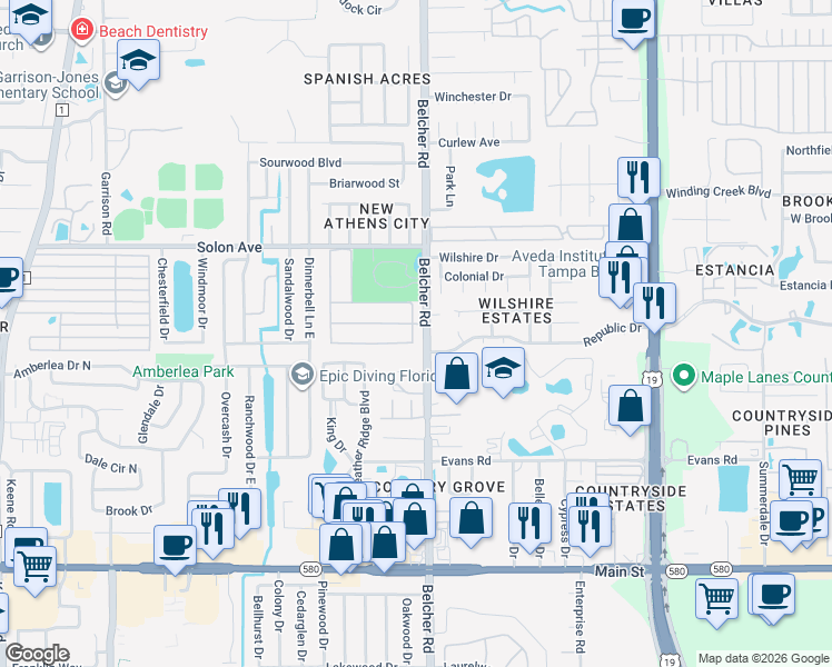 map of restaurants, bars, coffee shops, grocery stores, and more near 2 John F Kennedy Street in Dunedin
