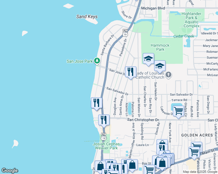 map of restaurants, bars, coffee shops, grocery stores, and more near in Dunedin