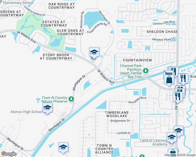 map of restaurants, bars, coffee shops, grocery stores, and more near 8514 Pringle Way in Tampa
