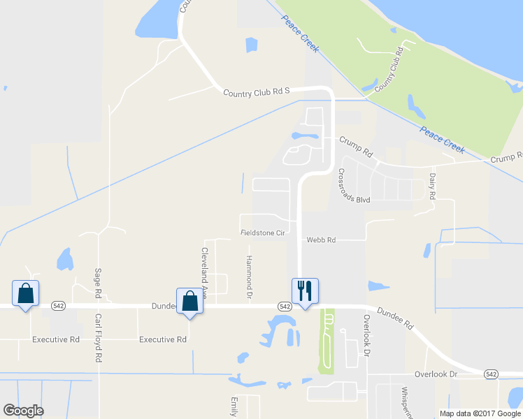 map of restaurants, bars, coffee shops, grocery stores, and more near 3738 Fieldstone Circle in Winter Haven
