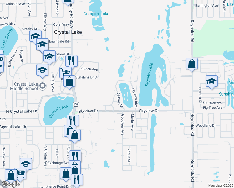 map of restaurants, bars, coffee shops, grocery stores, and more near 2852 8 Iron Drive in Lakeland