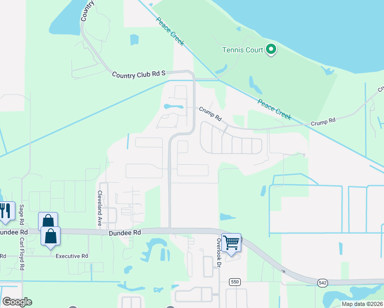 map of restaurants, bars, coffee shops, grocery stores, and more near 3228 Country Walk Club Circle in Winter Haven