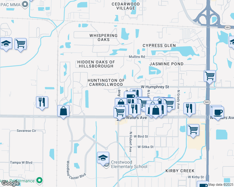map of restaurants, bars, coffee shops, grocery stores, and more near 4433 Har Paul Circle in Tampa