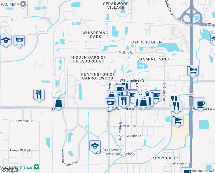 map of restaurants, bars, coffee shops, grocery stores, and more near 4433 Har Paul Circle in Tampa
