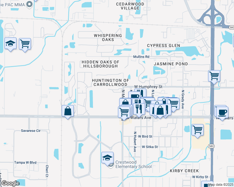 map of restaurants, bars, coffee shops, grocery stores, and more near 4433 Har Paul Circle in Tampa