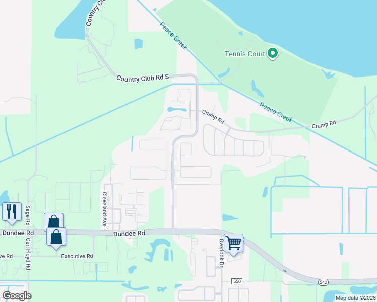 map of restaurants, bars, coffee shops, grocery stores, and more near 4315 Country Club Road South in Winter Haven