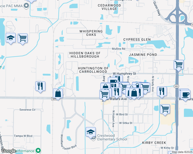 map of restaurants, bars, coffee shops, grocery stores, and more near 4433 Har Paul Circle in Tampa