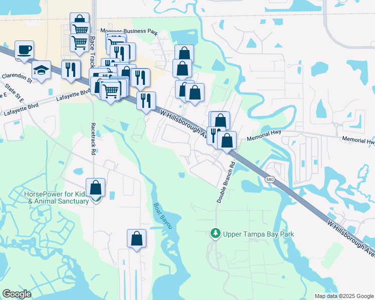 map of restaurants, bars, coffee shops, grocery stores, and more near 8210 Solano Bay Loop in Tampa