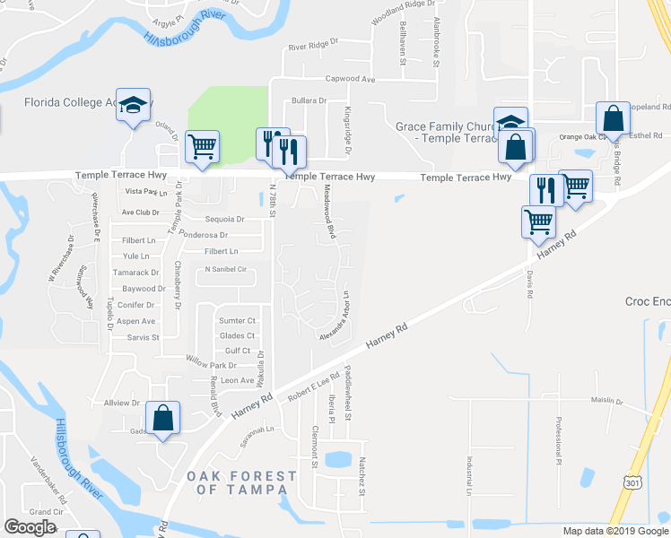 map of restaurants, bars, coffee shops, grocery stores, and more near 7904 Sabal Drive in Tampa