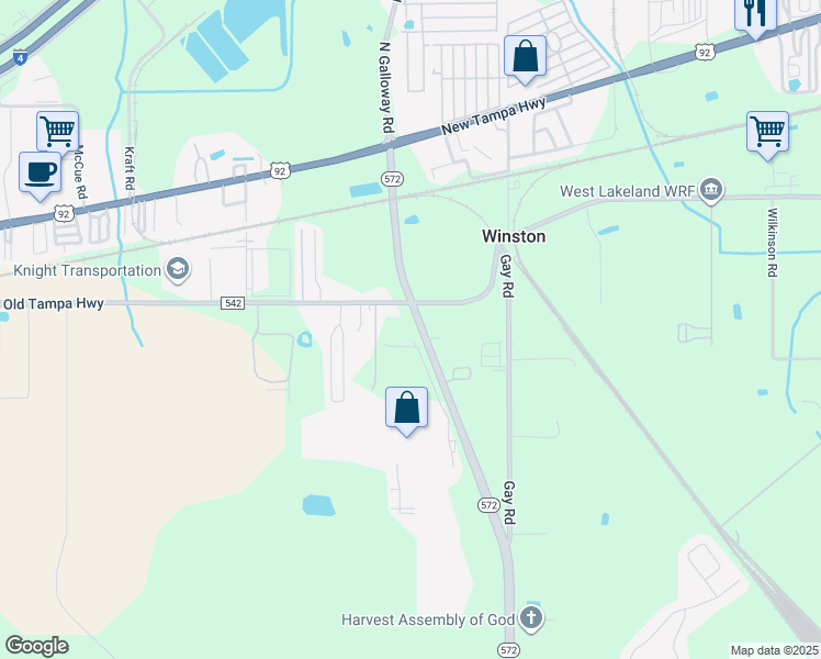map of restaurants, bars, coffee shops, grocery stores, and more near 1135 Airport Rd in Lakeland