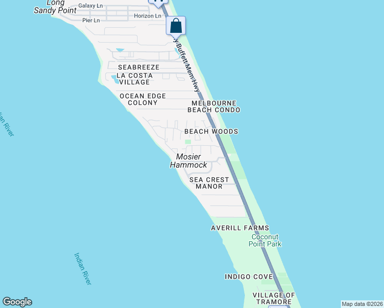 map of restaurants, bars, coffee shops, grocery stores, and more near 3318 Sea Mist Lane in Melbourne Beach