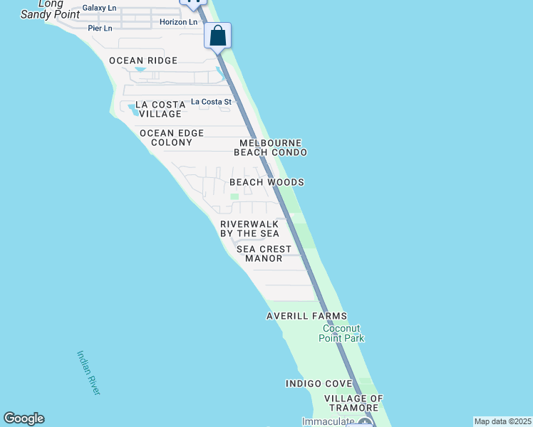 map of restaurants, bars, coffee shops, grocery stores, and more near 3370 Sandy Reef Court in Melbourne Beach