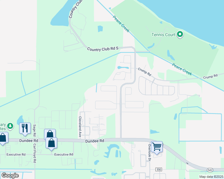map of restaurants, bars, coffee shops, grocery stores, and more near 4919 Summerfield Circle in Winter Haven