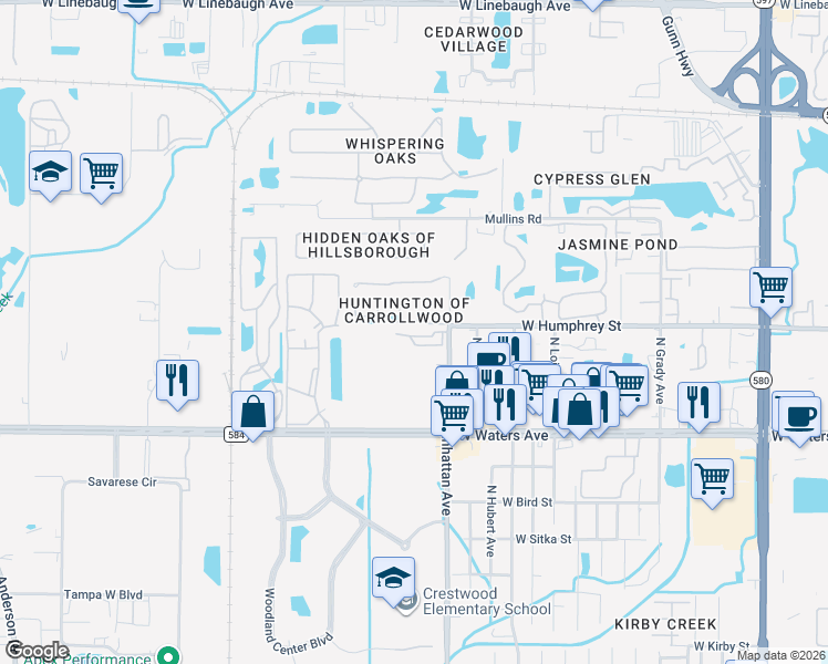 map of restaurants, bars, coffee shops, grocery stores, and more near 4455 Har Paul Circle in Tampa
