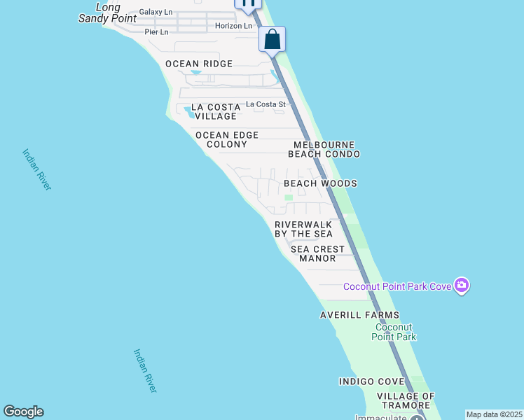 map of restaurants, bars, coffee shops, grocery stores, and more near 3252 River Villa Way in Melbourne Beach