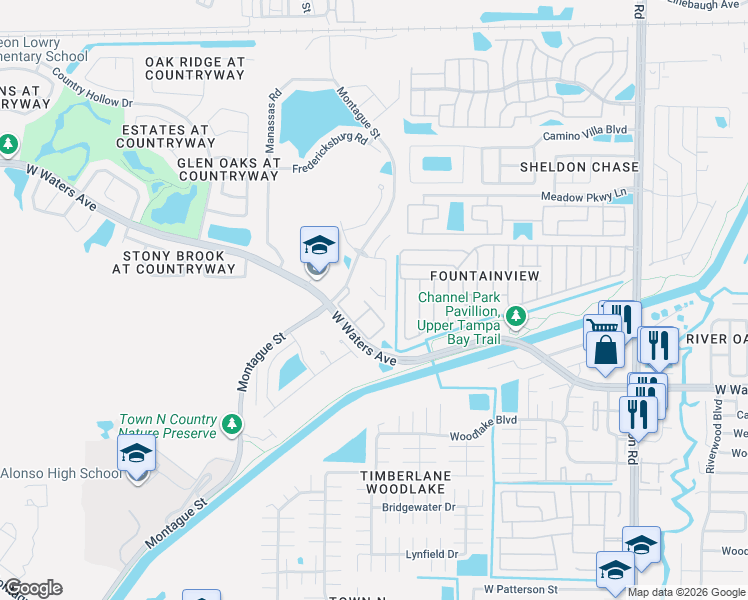 map of restaurants, bars, coffee shops, grocery stores, and more near 9510 Sunbelt Street in Tampa