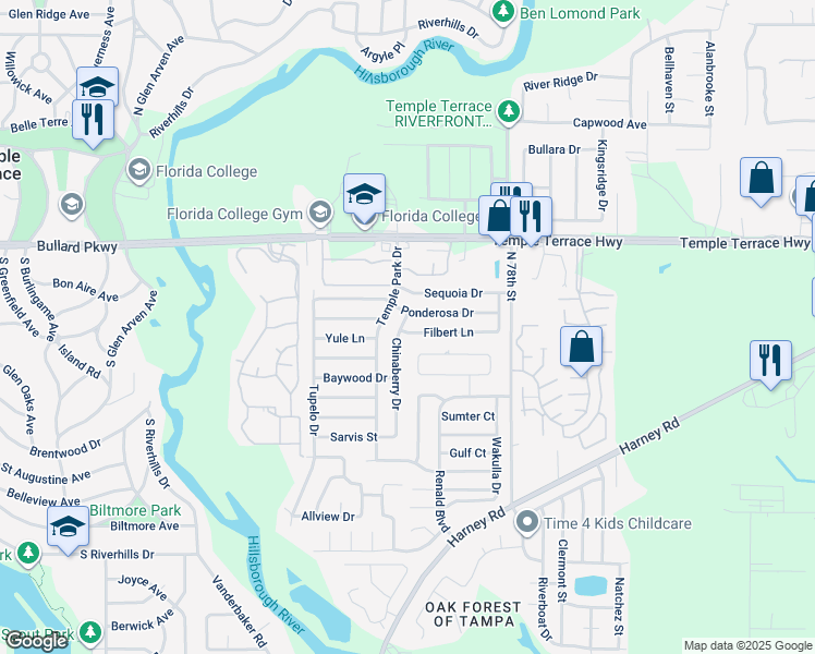 map of restaurants, bars, coffee shops, grocery stores, and more near 7508 North Sanibel Circle in Tampa