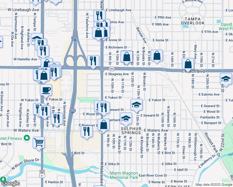 map of restaurants, bars, coffee shops, grocery stores, and more near 1000 East Eskimo Avenue in Tampa