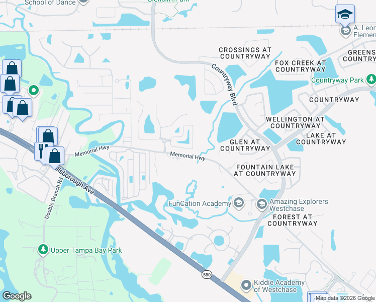 map of restaurants, bars, coffee shops, grocery stores, and more near 12432 Country White Circle in Tampa