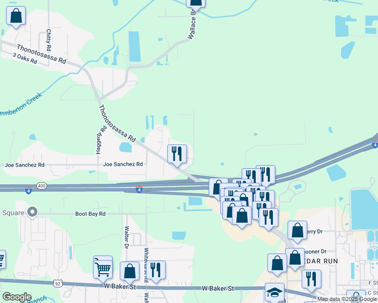 map of restaurants, bars, coffee shops, grocery stores, and more near 1611 Marshall Drive in Plant City