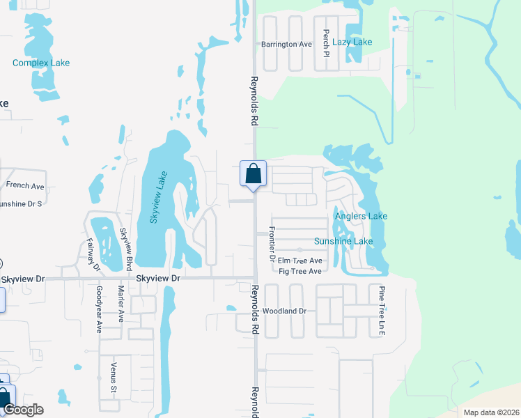 map of restaurants, bars, coffee shops, grocery stores, and more near 1036 Reynolds Road in Lakeland
