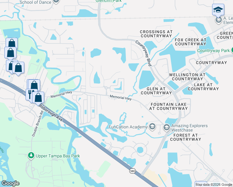 map of restaurants, bars, coffee shops, grocery stores, and more near 12231 Country White Circle in Tampa