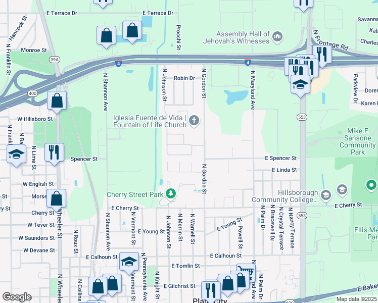 map of restaurants, bars, coffee shops, grocery stores, and more near 1216 Lavender Jewel Court in Plant City