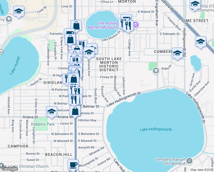 map of restaurants, bars, coffee shops, grocery stores, and more near 514 McRorie Street in Lakeland