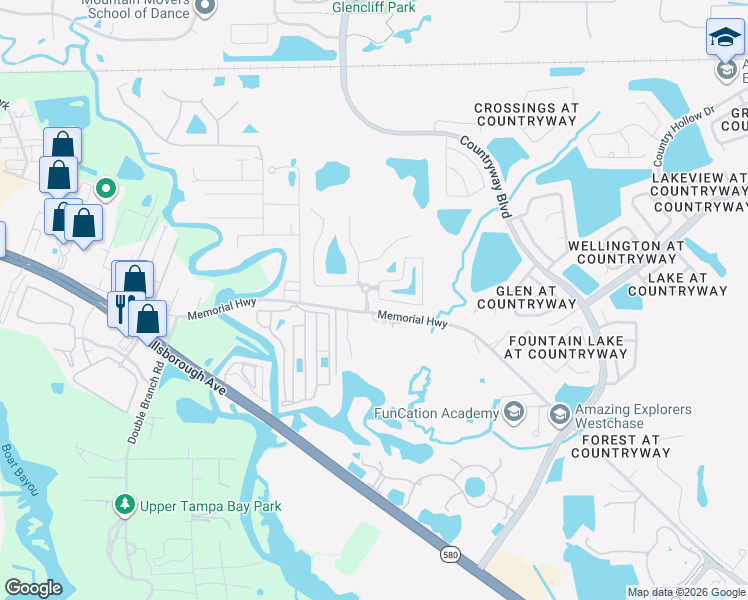 map of restaurants, bars, coffee shops, grocery stores, and more near 12488 Country White Circle in Tampa