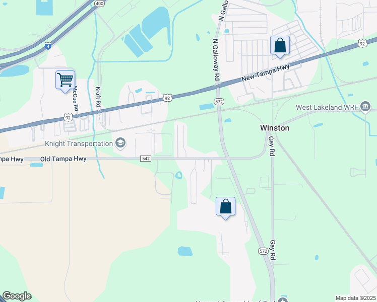 map of restaurants, bars, coffee shops, grocery stores, and more near 3715 Old Tampa Highway in Lakeland