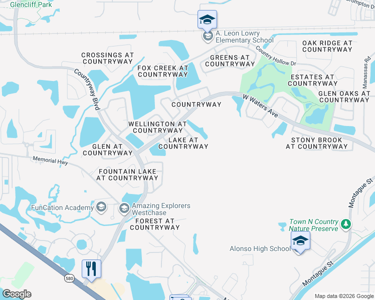 map of restaurants, bars, coffee shops, grocery stores, and more near 11727 Spanish Lake Drive in Tampa