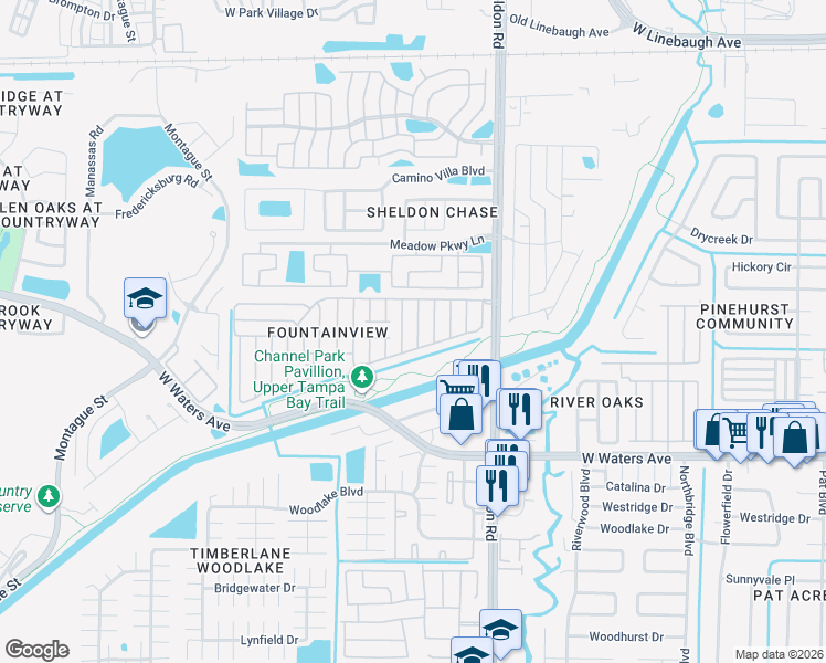 map of restaurants, bars, coffee shops, grocery stores, and more near 8810 Westchester Road in Tampa