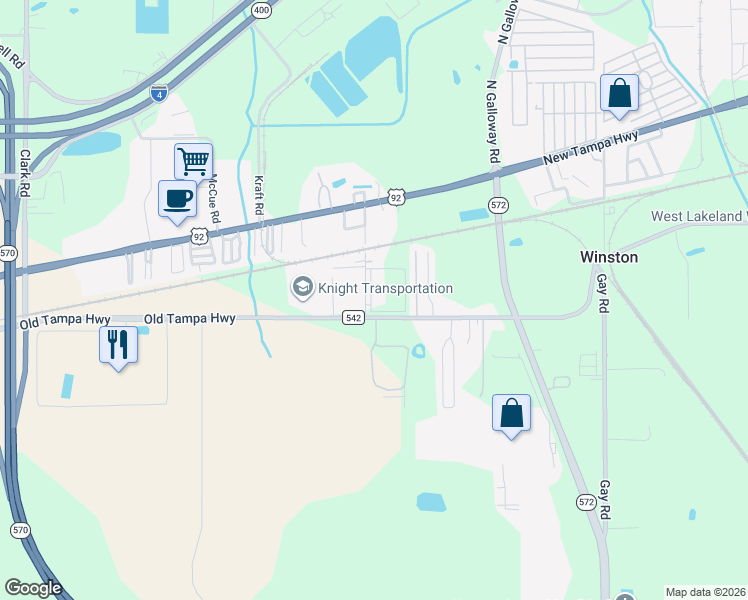 map of restaurants, bars, coffee shops, grocery stores, and more near 1010 Browning Road in Lakeland
