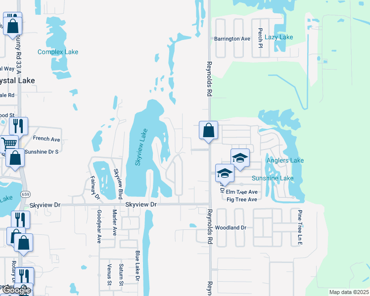 map of restaurants, bars, coffee shops, grocery stores, and more near 1055 Buccaneer Drive in Lakeland