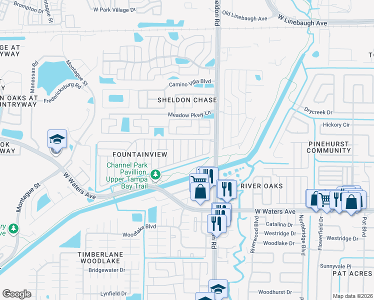 map of restaurants, bars, coffee shops, grocery stores, and more near 8810 Westchester Road in Tampa