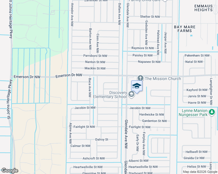 map of restaurants, bars, coffee shops, grocery stores, and more near 1765 Lambton Street Northwest in Palm Bay