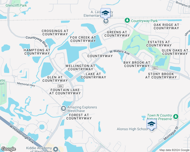 map of restaurants, bars, coffee shops, grocery stores, and more near 11727 Spanish Lake Drive in Tampa