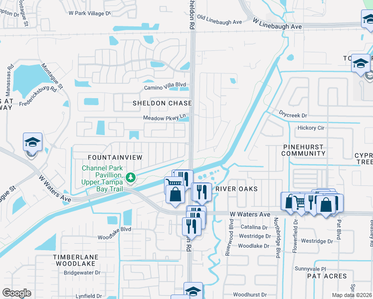 map of restaurants, bars, coffee shops, grocery stores, and more near 8801-8899 Torrey Rd in Tampa
