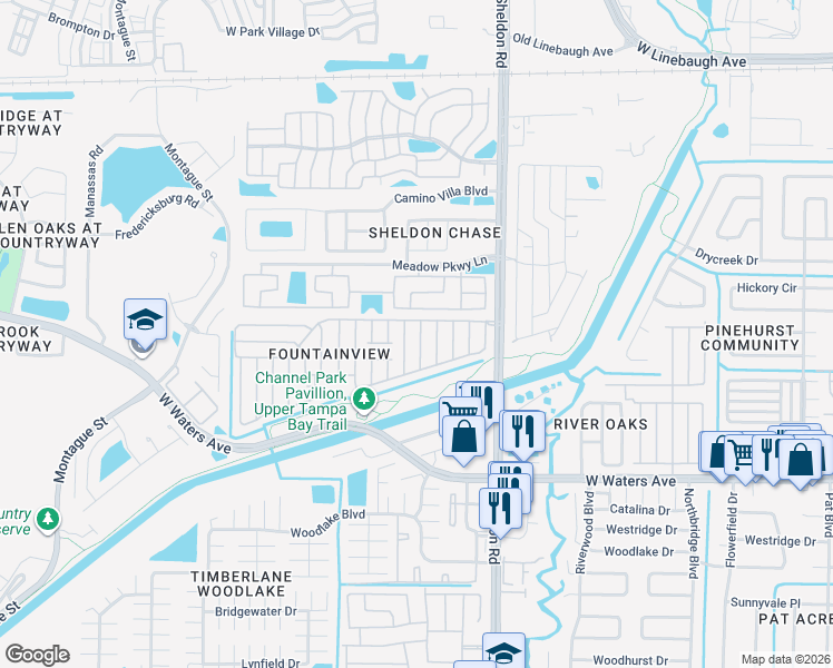 map of restaurants, bars, coffee shops, grocery stores, and more near 8810 Westchester Road in Tampa