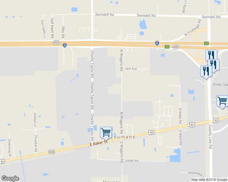 map of restaurants, bars, coffee shops, grocery stores, and more near 414 North Wiggins Road in Plant City
