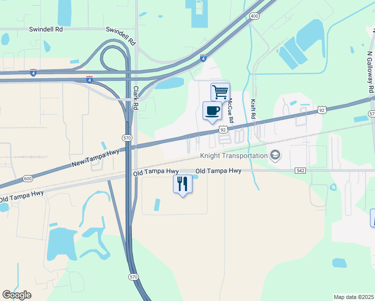 map of restaurants, bars, coffee shops, grocery stores, and more near 298 Hibiscus Parkway West in Lakeland