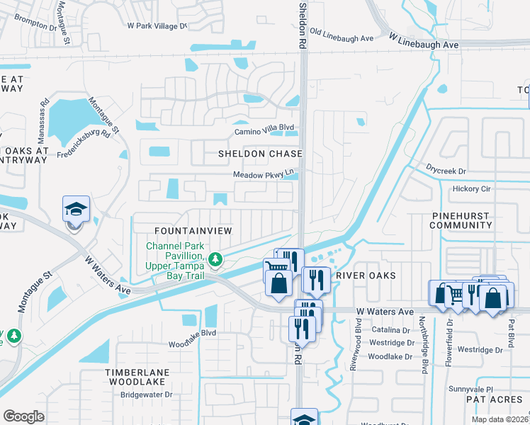 map of restaurants, bars, coffee shops, grocery stores, and more near 8810 Westchester Road in Tampa