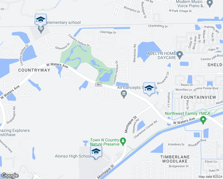 map of restaurants, bars, coffee shops, grocery stores, and more near 10114 Vista Pointe Drive in Tampa