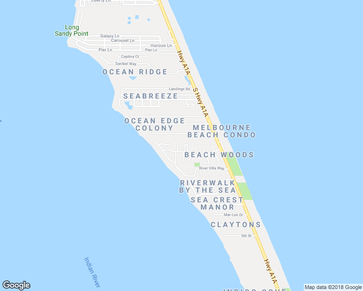 map of restaurants, bars, coffee shops, grocery stores, and more near 3276 Sand Court in Melbourne Beach